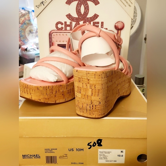 MK Hazel Wedge Leather Pink NWB Size 10 - Picture 2 of 10